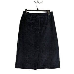 Vintage Ann Stevens Navy A-line Midi Length Corduroy Skirt Size 13/14 Lagenlook